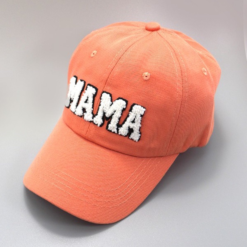 Orange white Sherpa MAMA patch letter baseball hat adjustable cap
